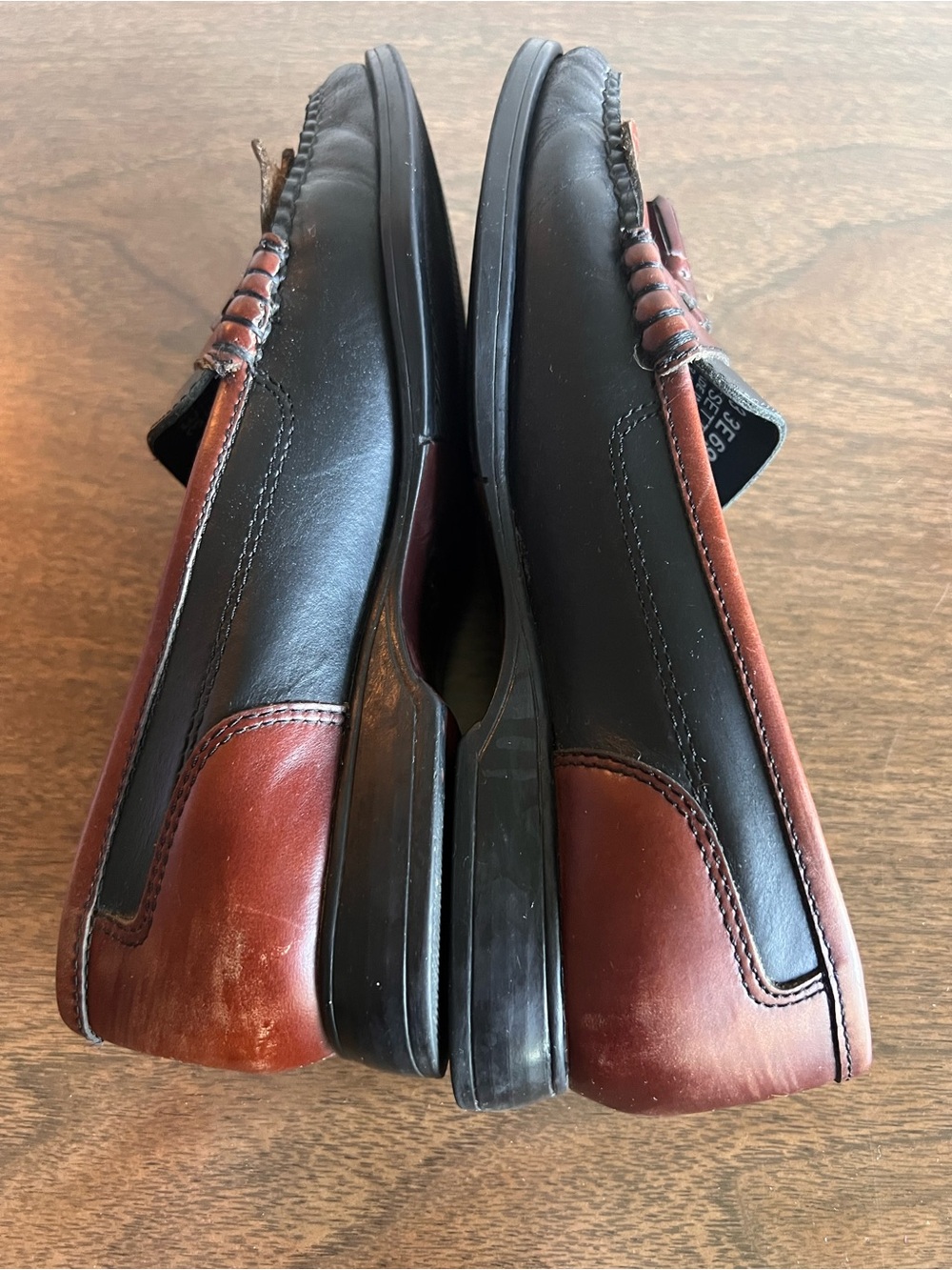 VTG GH Bass Weejuns 6.5M Setta Black Brown Leather Kiltie Tassel Loafers Brazil - Picture 6 of 10